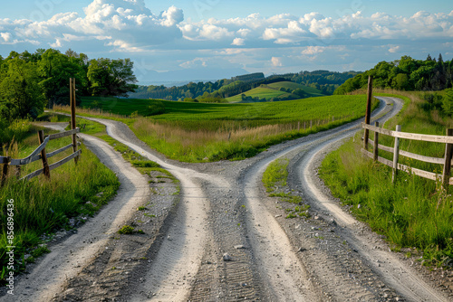 Two roads that diverge on the sides, to the left and to the right