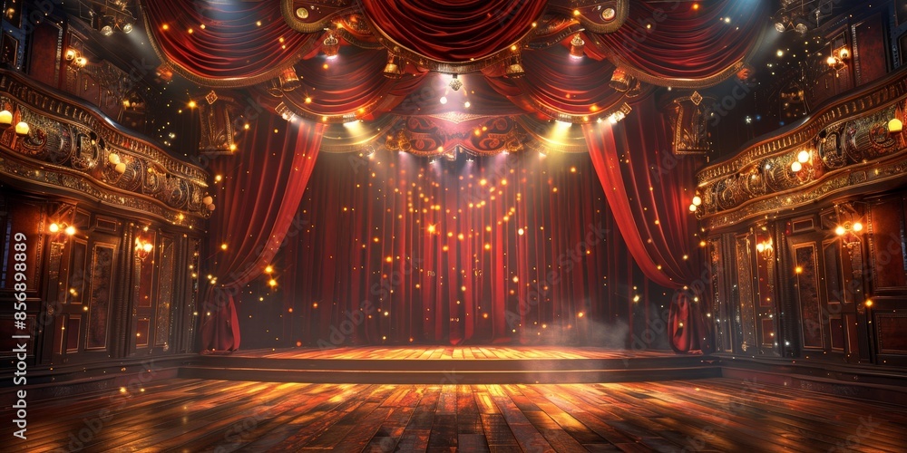 Obraz premium Grand Stage Awaits Under a Shower of Golden Lights