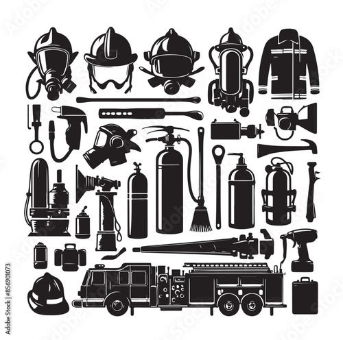 firefighter Icons set vector illustration