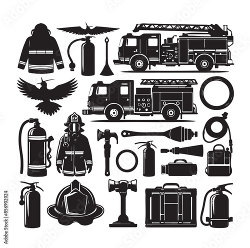 firefighter Icons set vector illustration