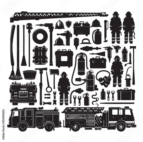 firefighter Icons set vector illustration