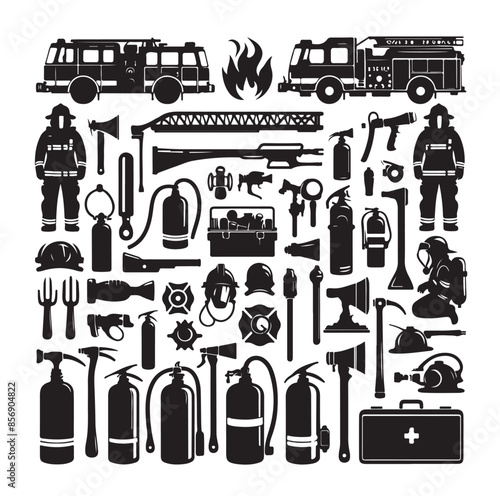 firefighter Icons set vector illustration