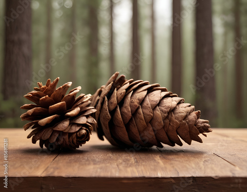 pine cones on the tree, pine cones on wood