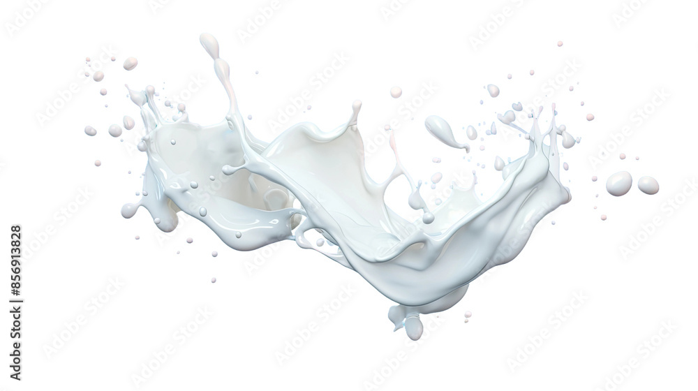 Creamy Milk and Yogurt Splash on Blue Background - 3D Render with Transparent Cut Out Effect for Design Projects Creamy Milk and Yogurt Splash on Blue Background - 3D Render with Transparent Cut Out Effect for Design Projects