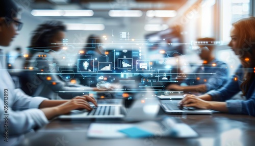 Wallpaper Mural Digital tech global business network, data analysis, social media marketing, software development, teamwork. Torontodigital.ca