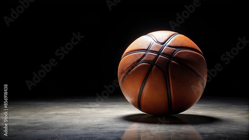 Panoramic background of a basketball on a black surface , basketball, black background, empty space © Sanook
