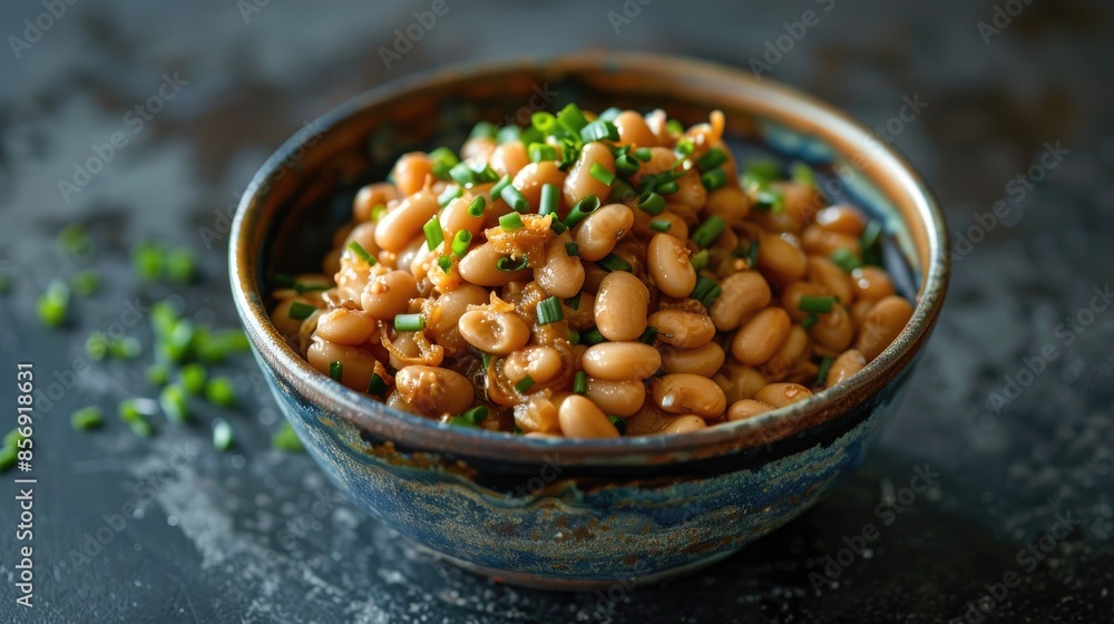 Photograph showing tiny dark bean natto Photograph showing tiny dark bean natto