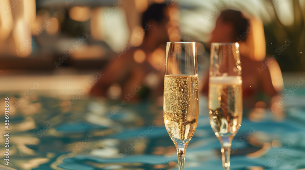 custom made wallpaper toronto digitalTwo champagne glasses are on a table next to a pool