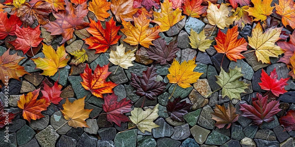 Autumn Leaves on Stone Path - Vibrant Colors of Fall in Nature Autumn Leaves on Stone Path - Vibrant Colors of Fall in Nature