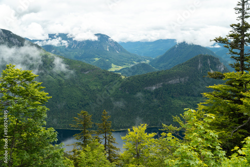 Blick vom Loser auf den Aussee sowie das Ausseerland und den Dachsteingletscher, Salzkammergut, Streiermark, Österreich im Sommer photo