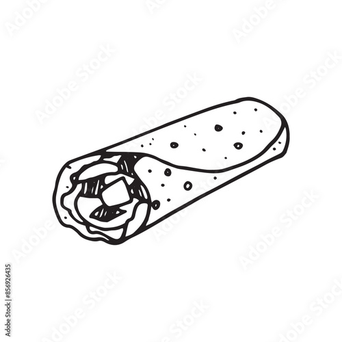 burrito illustration on isolated white background