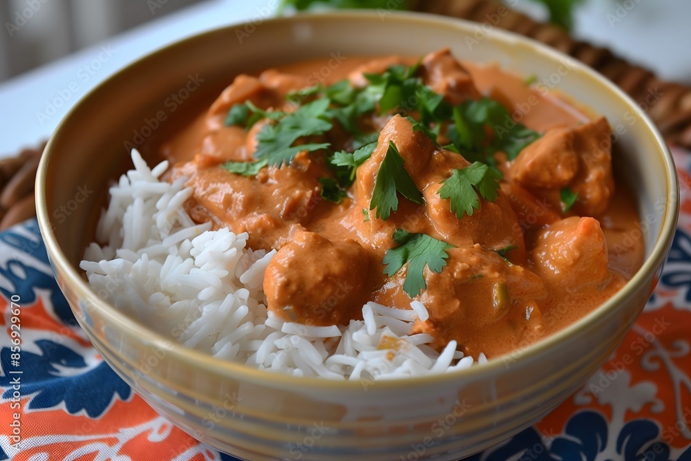 A bowl of traditional chicken tikka masala
