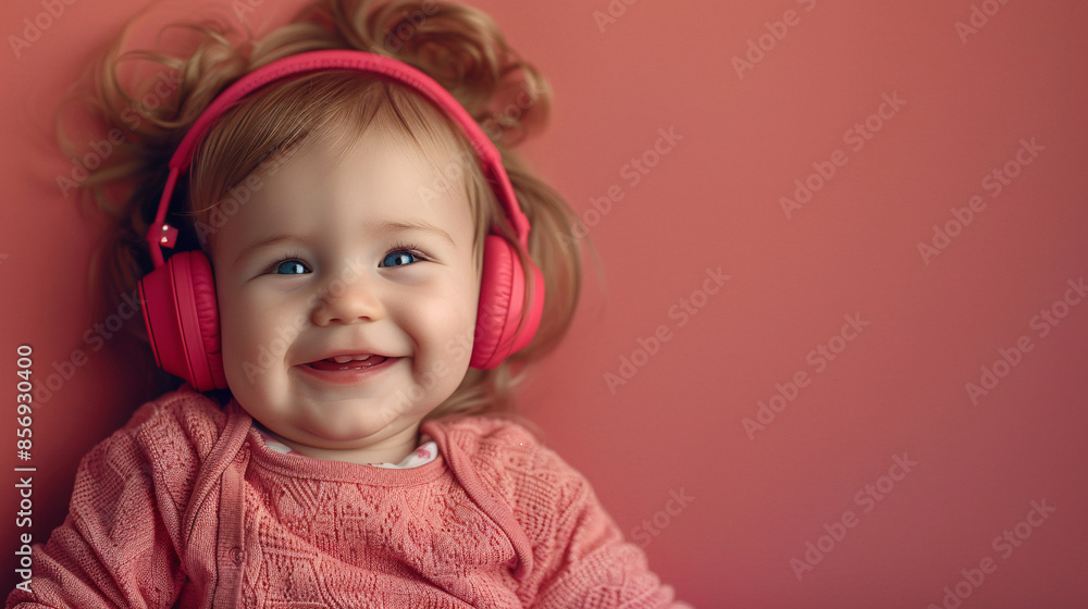 Smiling Baby with Headphones - Digital Integration Ready Smiling Baby with Headphones - Digital Integration Ready