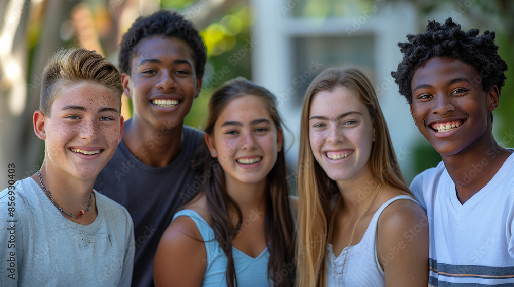 Fototapeta premium Group of young people standing together