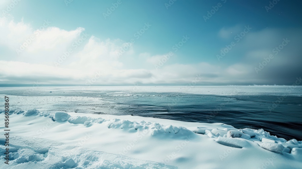 Frozen Shoreline with a Blue Sky Frozen Shoreline with a Blue Sky