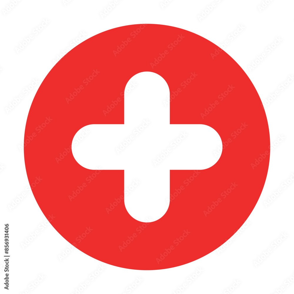 Fototapeta premium Red Circle with White Medical Cross Vector Icon