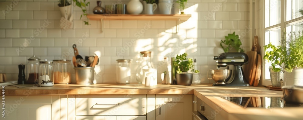 Fototapeta premium Serene kitchen with an empty utensil holder