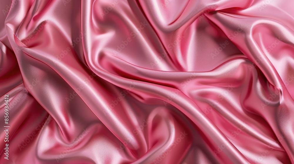Obraz premium Luxurious pink silk background for high end beauty and fashion products with satin drapery in mockup showcase Silk texture with space for text
