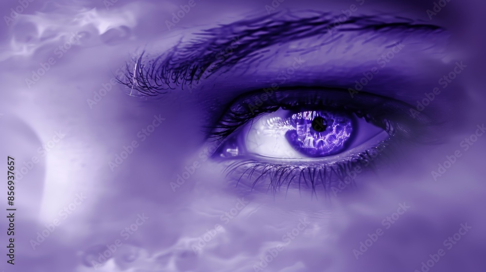 Mysterious ultraviolet vision concept with a close-up of a human eye Mysterious ultraviolet vision concept with a close-up of a human eye