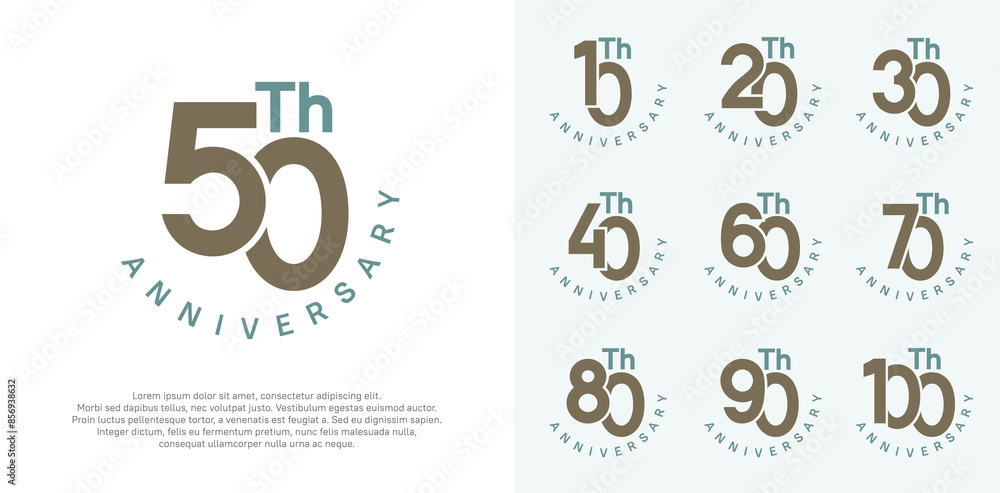 anniversary set vector design with brown and green color for celebration moment anniversary set vector design with brown and green color for celebration moment