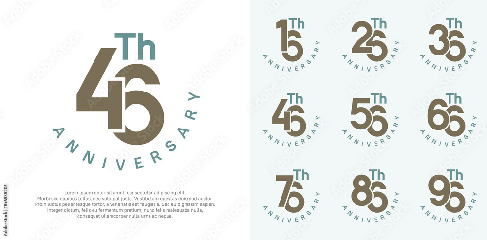 anniversary set vector design with brown and green color for celebration moment anniversary set vector design with brown and green color for celebration moment