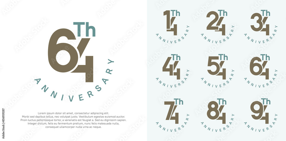 anniversary set vector design with brown and green color for celebration moment anniversary set vector design with brown and green color for celebration moment