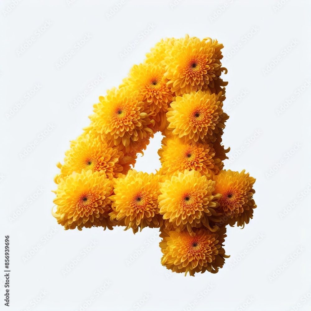 Numbers in yellow chrysanthemum color Numbers in yellow chrysanthemum color