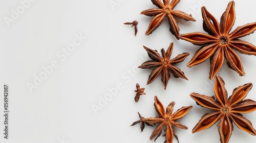 Star anise or bunga lawang on a plain white backdrop photo