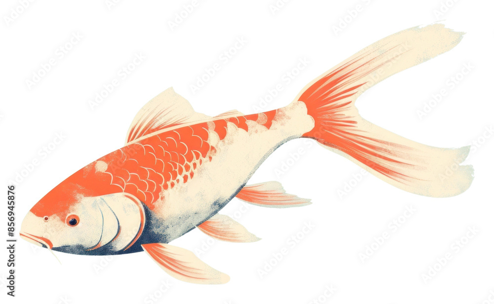 Obraz premium PNG Japanese vintage koi fish animal carp underwater.
