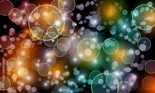 Abstract colorful circle light bokeh dark background. Night party light. bright shine.
