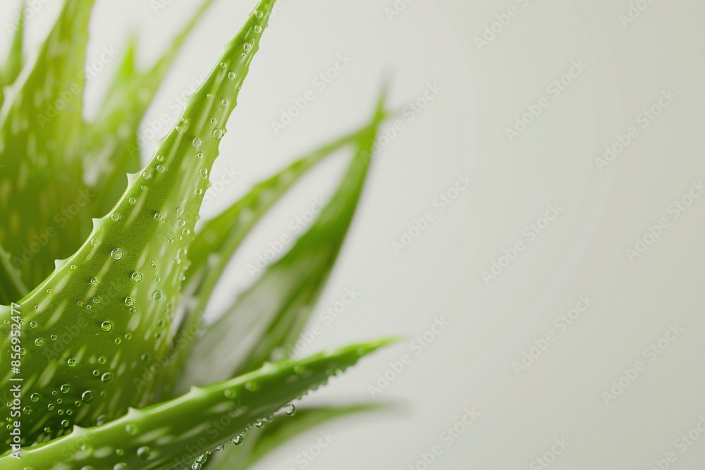 Obraz premium Aloe Vera cosmetics. Closeup of Aloe leaves. Generative Ai