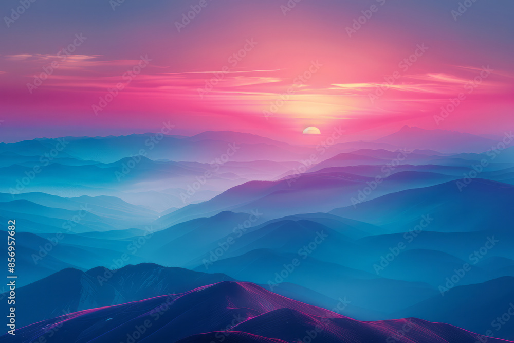 A mystical ethereal horizon with glowing mountains and a vibrant sky, A mystical ethereal horizon with glowing mountains and a vibrant sky,