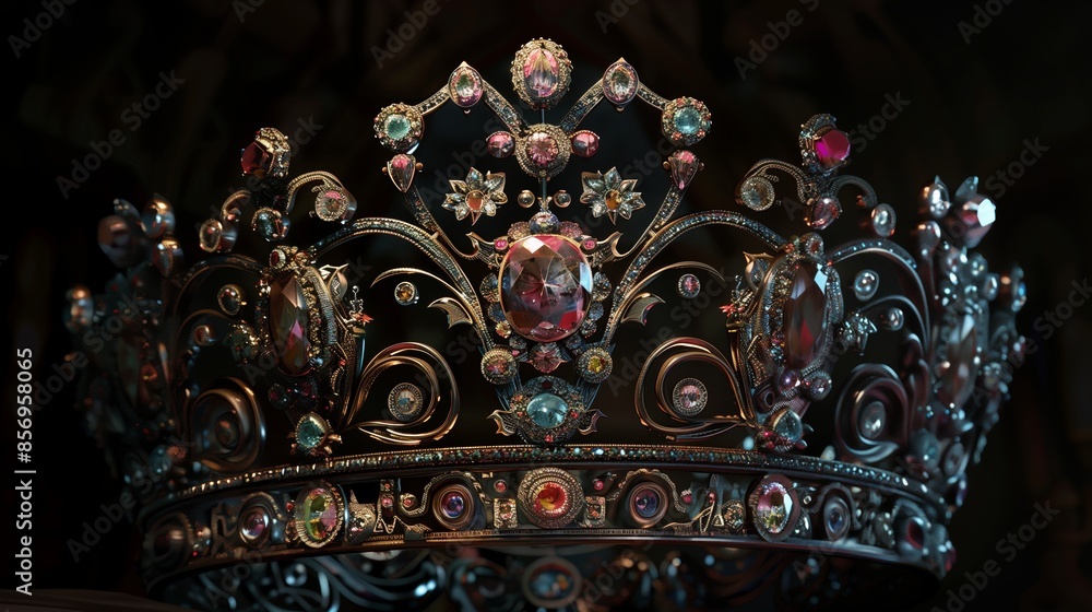 A luxurious crown decorated with many jewels A luxurious crown decorated with many jewels