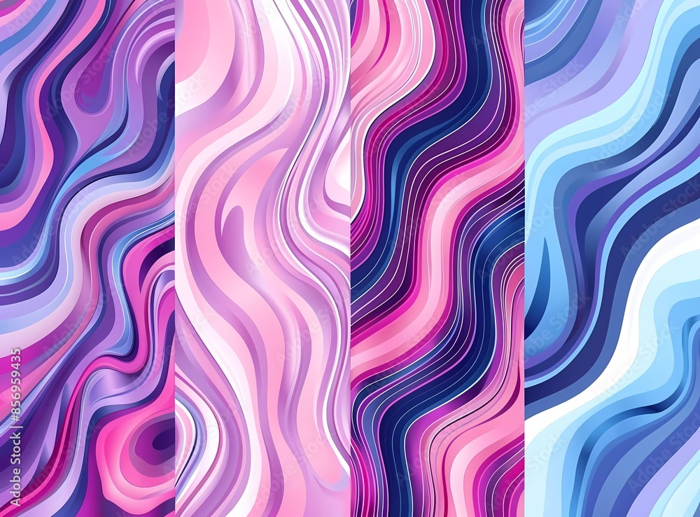 set of four vector abstract pink, purple and blue wavy background patterns in the style of different artists. set of four vector abstract pink, purple and blue wavy background patterns in the style of different artists.