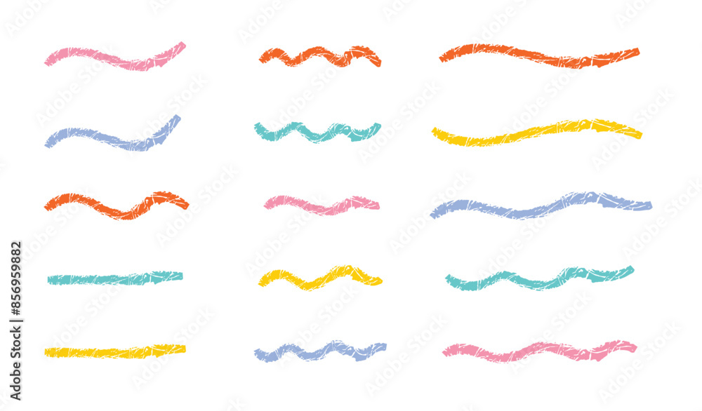 Dry brush mark, pencil squiggle and scribble. Hand drawn vector crayon various line, spiral and doodle. Color rough highlighter, chalk stroke, pencil divider. Curly line. Scratchy strokes Dry brush mark, pencil squiggle and scribble. Hand drawn vector crayon various line, spiral and doodle. Color rough highlighter, chalk stroke, pencil divider. Curly line. Scratchy strokes