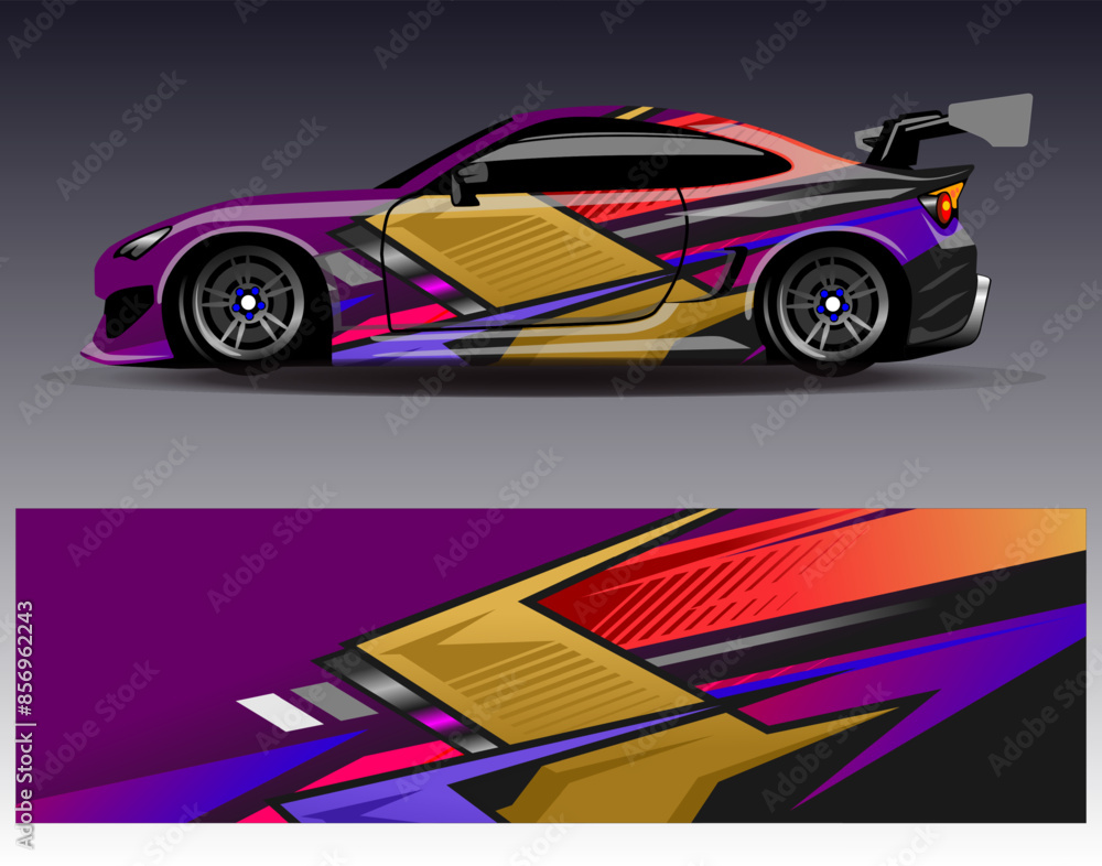 Car wrap design vector.Graphic abstract stripe racing background designs for vehicle, rally, race, adventure and car racing livery Car wrap design vector.Graphic abstract stripe racing background designs for vehicle, rally, race, adventure and car racing livery