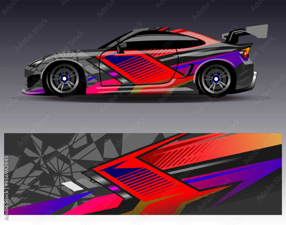 Car wrap design vector.Graphic abstract stripe racing background designs for vehicle, rally, race, adventure and car racing livery Car wrap design vector.Graphic abstract stripe racing background designs for vehicle, rally, race, adventure and car racing livery