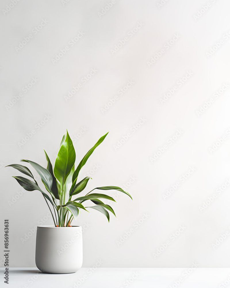 Minimalist indoor plant in a white pot against a light background, showcasing natural elegance and simplicity. Minimalist indoor plant in a white pot against a light background, showcasing natural elegance and simplicity.