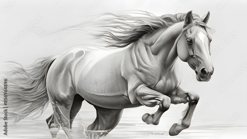 Grace and Power in Motion: A Realistic Drawing of a Running Horse Grace and Power in Motion: A Realistic Drawing of a Running Horse