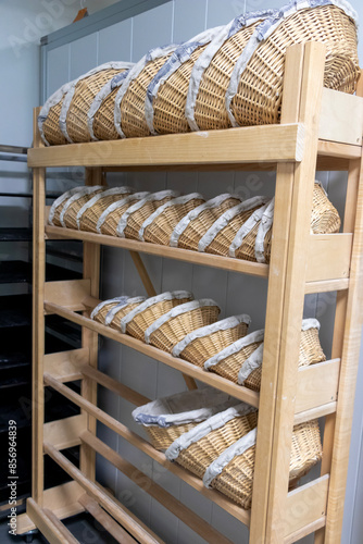 image of Banetton Basket for sourdough bread make from bamboo and tissue. photo