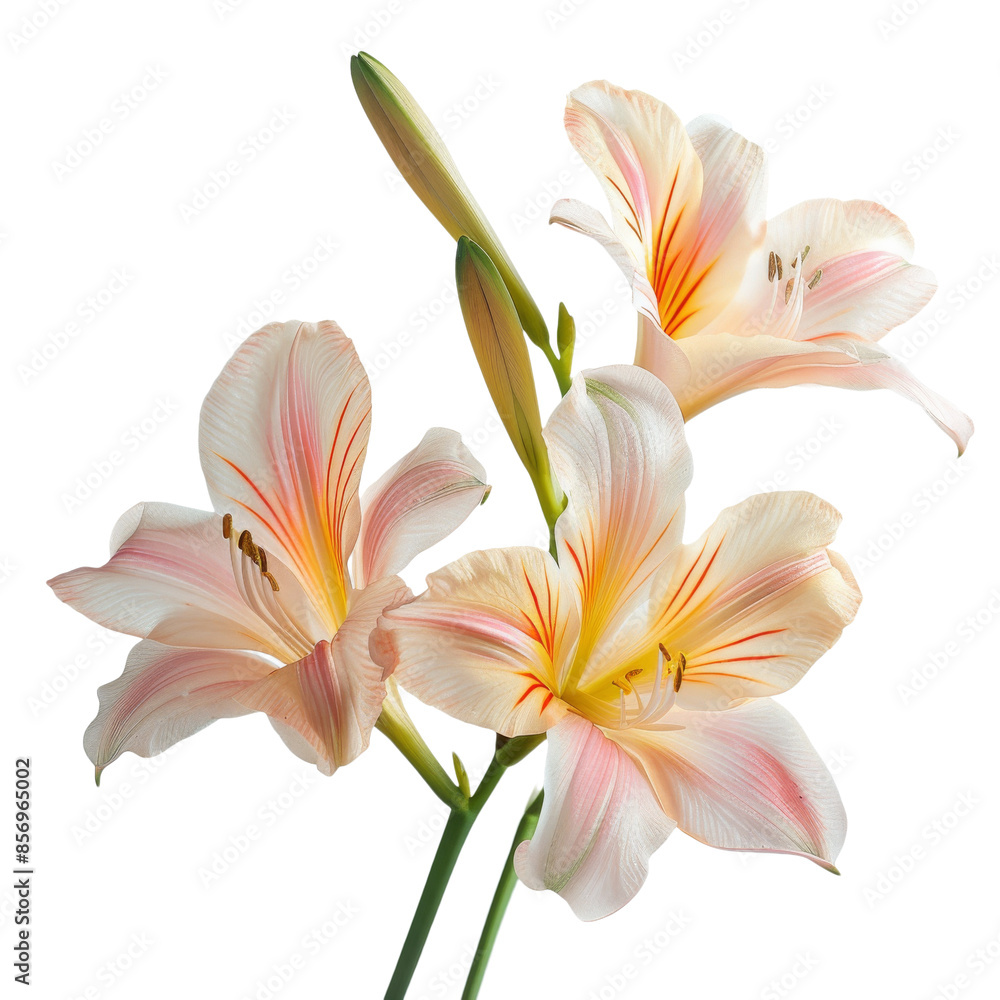 Fototapeta premium Close-Up Flor de Lirio - The Art of Ikebana, Isolated on White Background