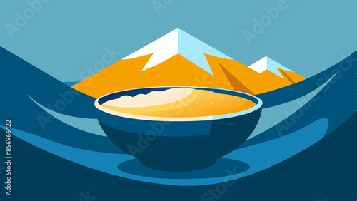 A bowl of rice with individual grains, cooked to perfection and ready to be relished as a tasty dish illustration.