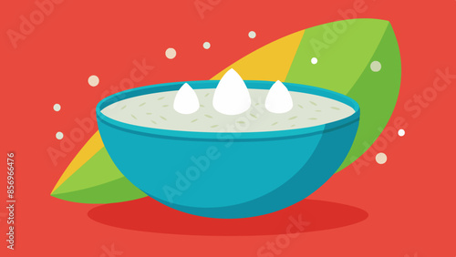 A bowl containing rice grains, expertly cooked and awaiting consumption as a delectable meal illustration.