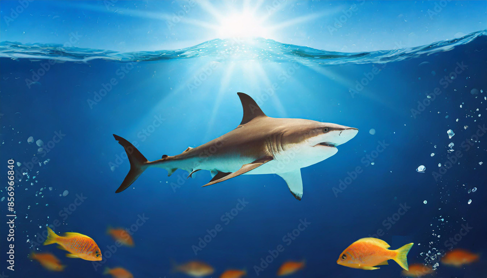 Small Fish With Ambitions Of A Big Shark - Business Concept Small Fish With Ambitions Of A Big Shark - Business Concept