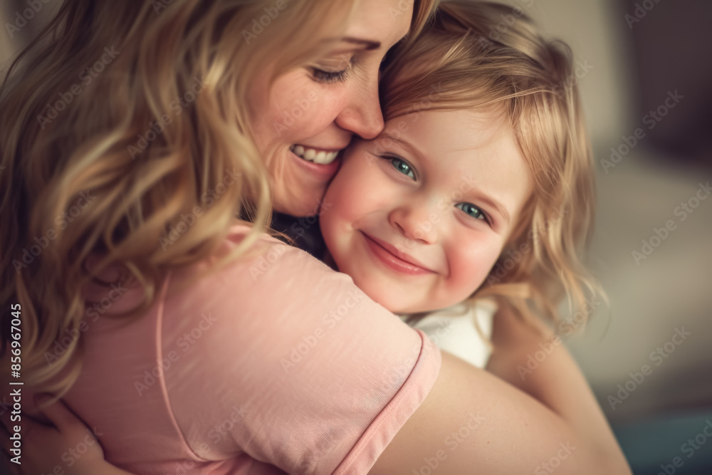 Heartwarming photo of a mother and daughter sharing an affectionate hug Heartwarming photo of a mother and daughter sharing an affectionate hug