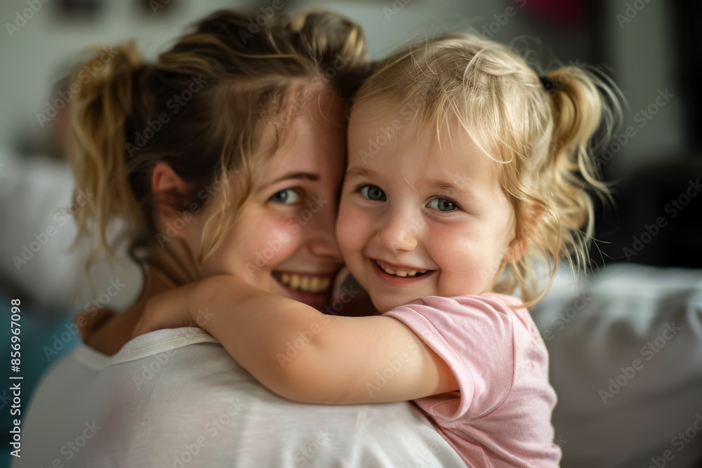 Heartwarming photo of a mother and daughter sharing an affectionate hug Heartwarming photo of a mother and daughter sharing an affectionate hug