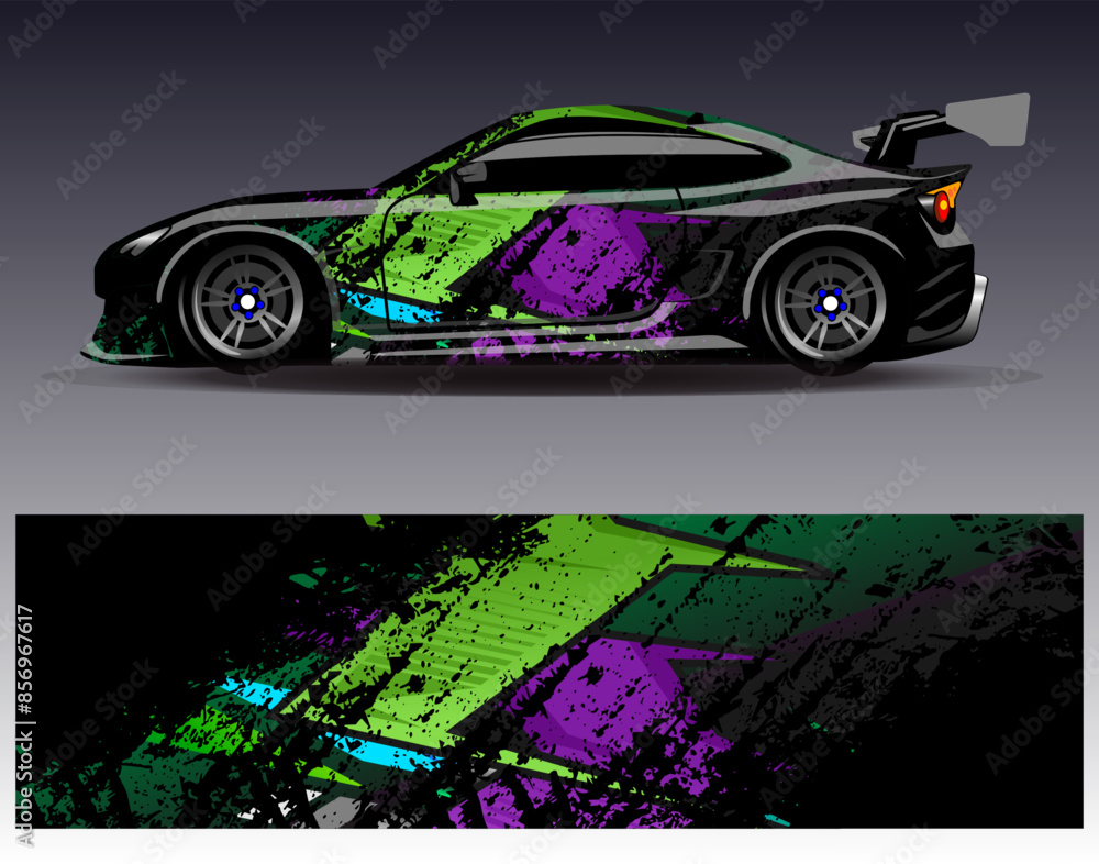 Car wrap design vector.Graphic abstract stripe racing background designs for vehicle, rally, race, adventure and car racing livery Car wrap design vector.Graphic abstract stripe racing background designs for vehicle, rally, race, adventure and car racing livery