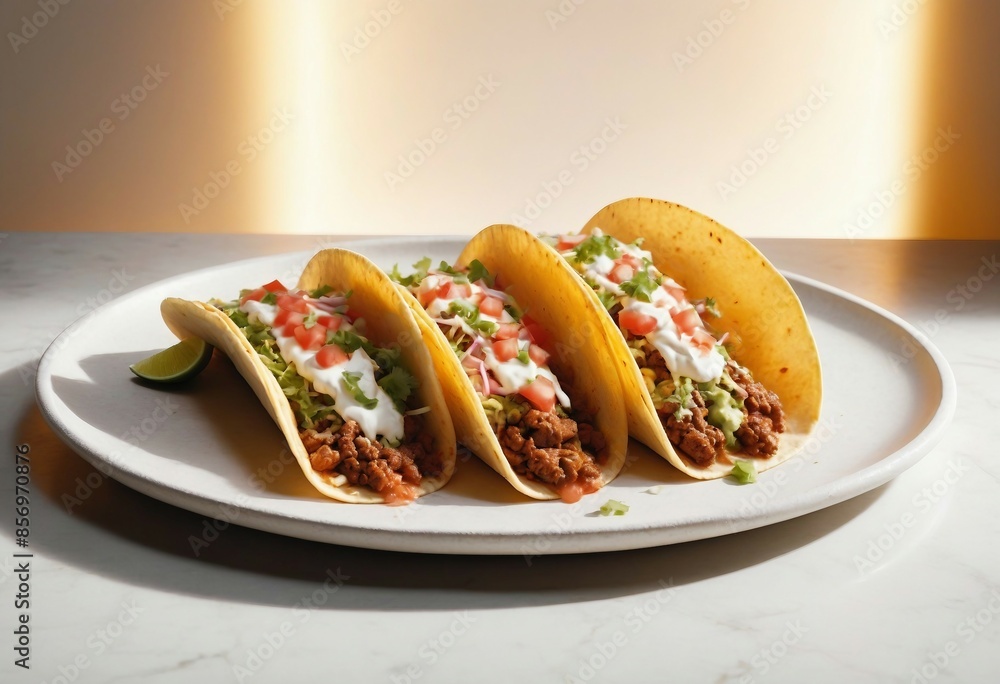Delicious tacos, isolated bright color background, ad shot Delicious tacos, isolated bright color background, ad shot