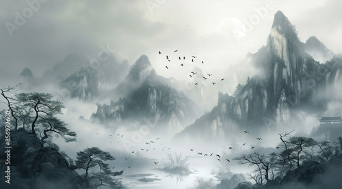 Fantasy aesthetic Chinese mythological fairyland photo
