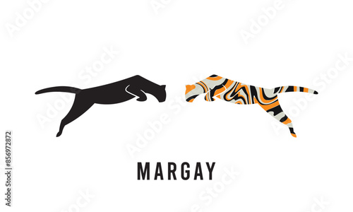 Margay cat logo design, Margay logo with a minimalist design.
